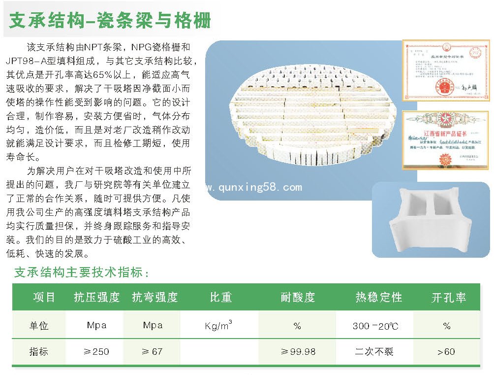 支承結構-瓷條梁與格柵