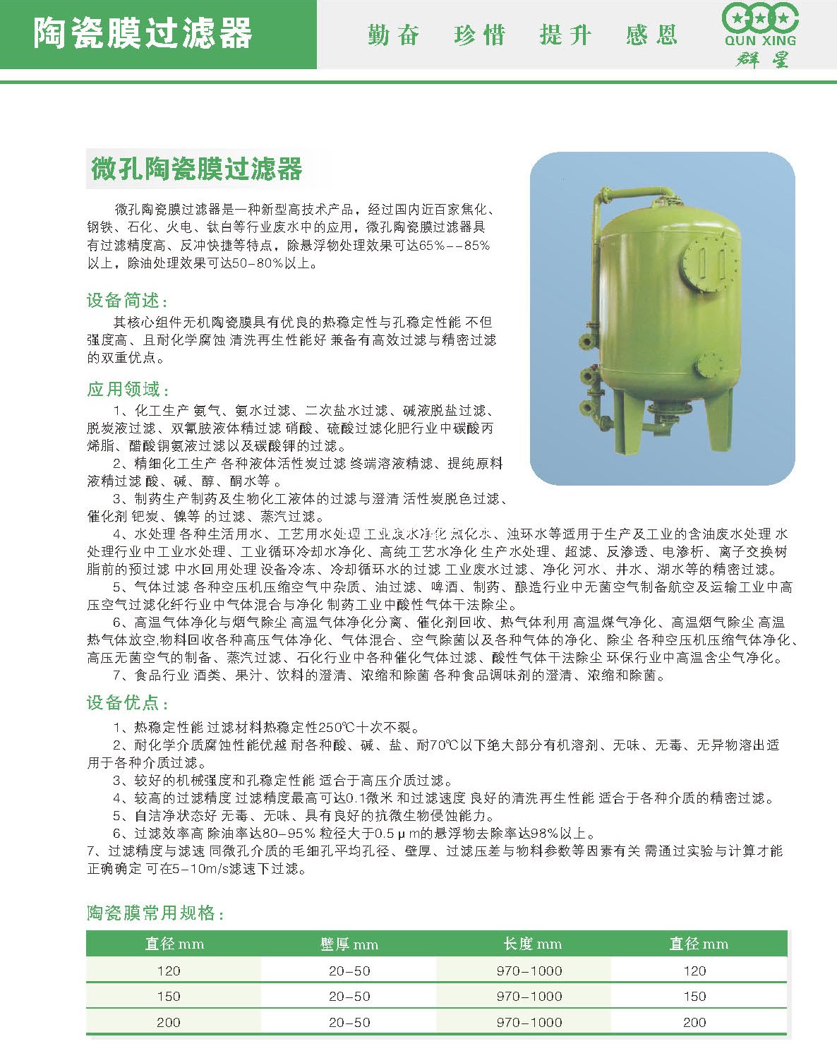 微孔陶瓷膜過濾器